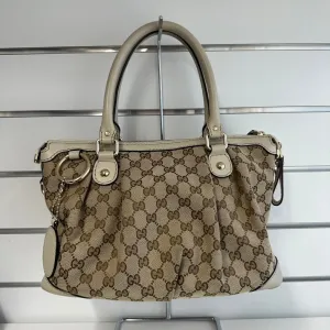 Gucci GG Tote Bag 2033 Beige Canvas Medium