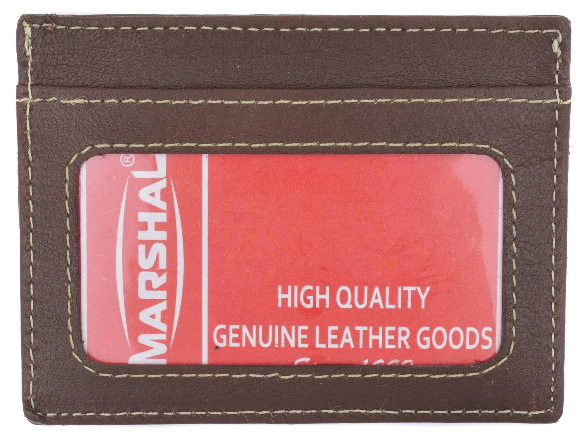 Handmade Genuine Leather Unisex Slim Super Thin Card Holder With ID Card Window 270