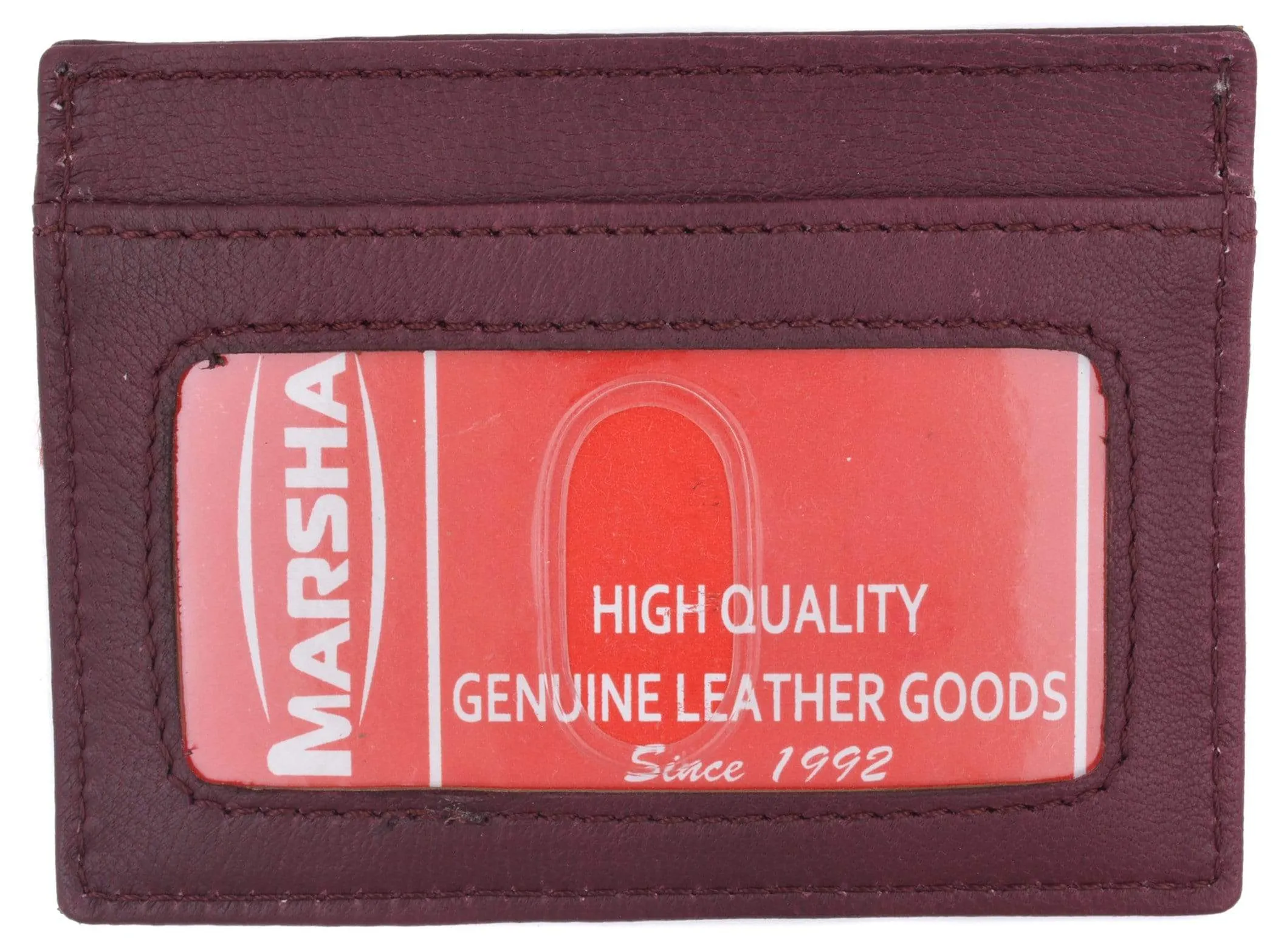 Handmade Genuine Leather Unisex Slim Super Thin Card Holder With ID Card Window 270