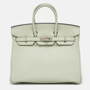 Herm&egrave;s Gris Neve Togo Leather Silver Finish Birkin 25 Bag