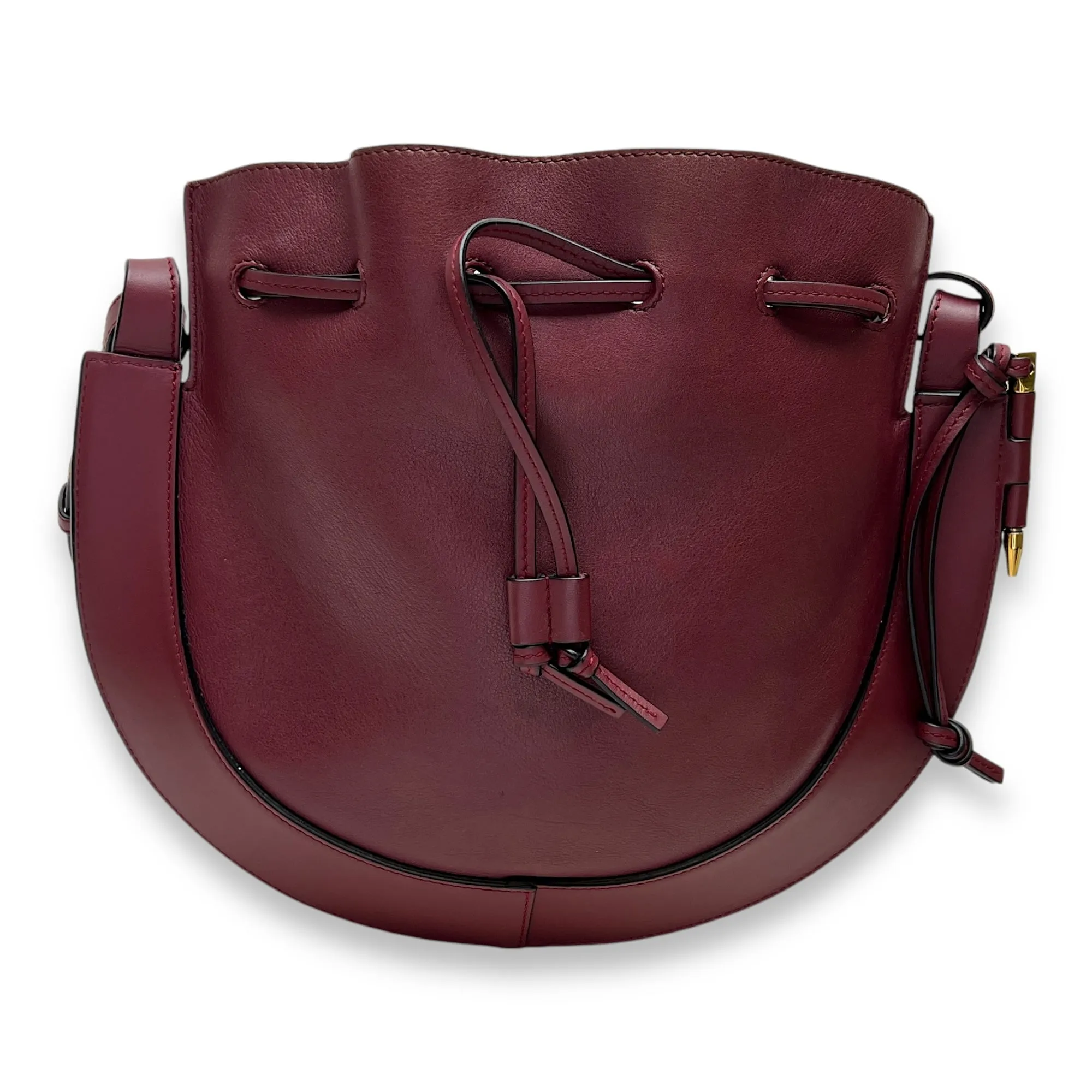 Horseshoe Crossbody Bag  Maroon in Calfskin , Gold Hardware