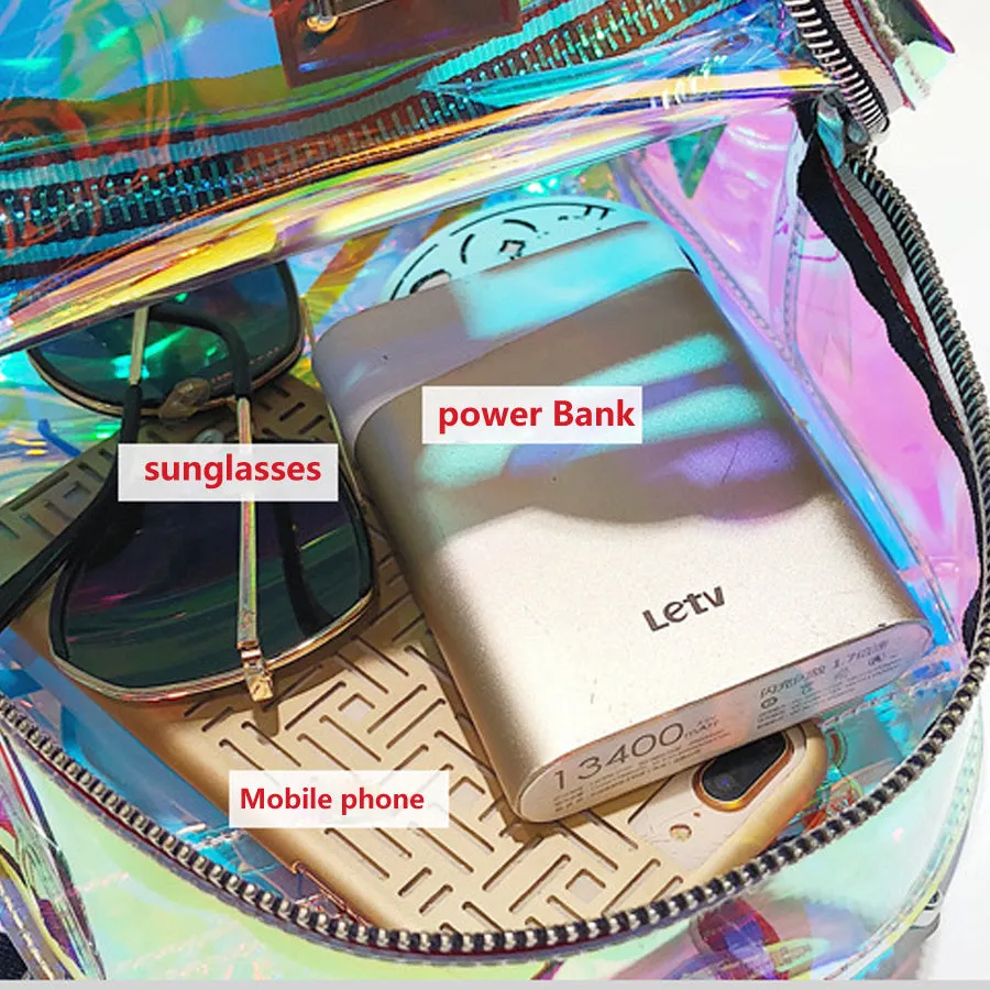 Hot Sale Girls Transparent See Through PVC Mini Backpack Cute School Bags Lovely Cute Laser Jelly Schoolbag