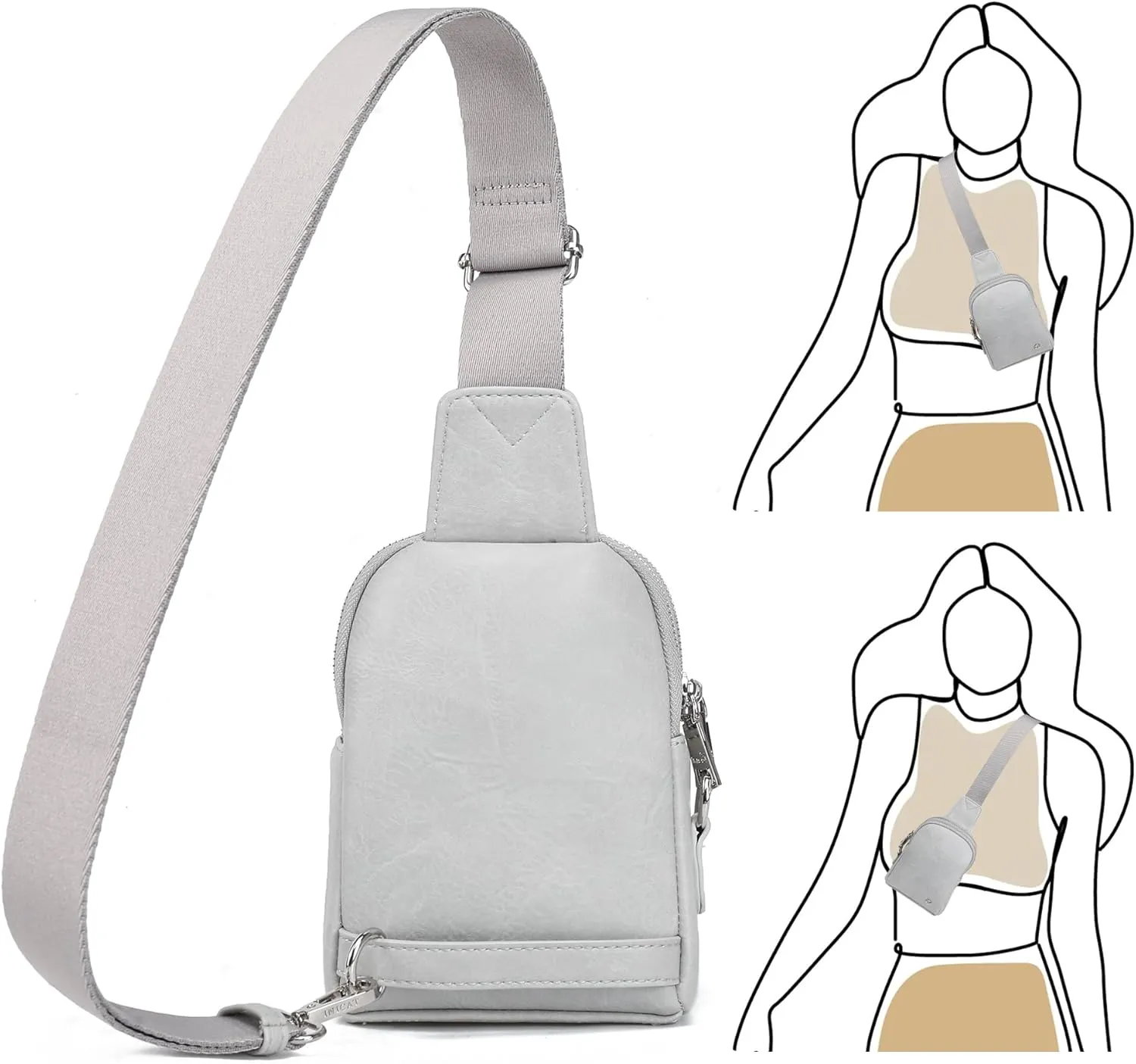 INICAT Travel Small Sling Bag Leather Crossbody Bags for Women Fanny Packs Cross Body Bag for Woman Cross Body Purses