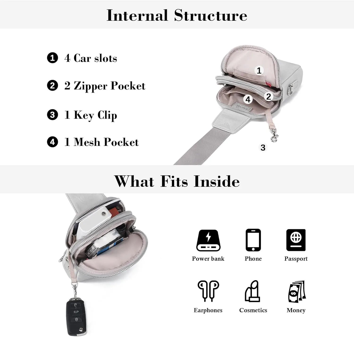 INICAT Travel Small Sling Bag Leather Crossbody Bags for Women Fanny Packs Cross Body Bag for Woman Cross Body Purses