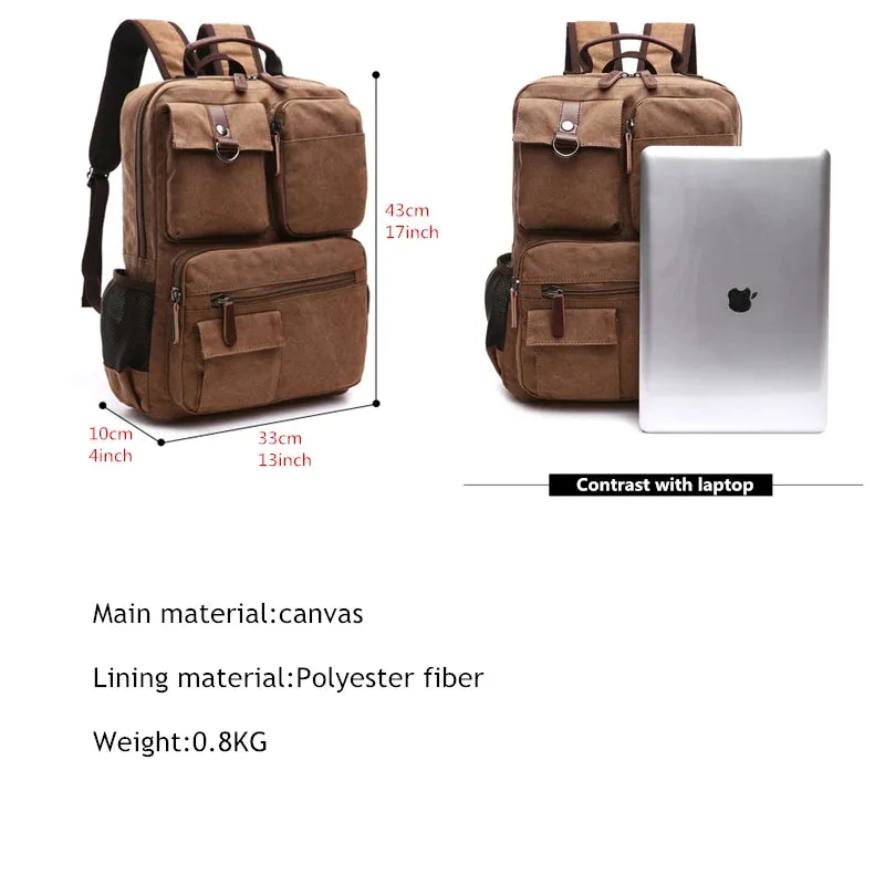 Laptop Backpack Rucksack Canvas School Bag Travel Backpacks for Teenage Bagpack Computer Knapsack Bags Computer Bag