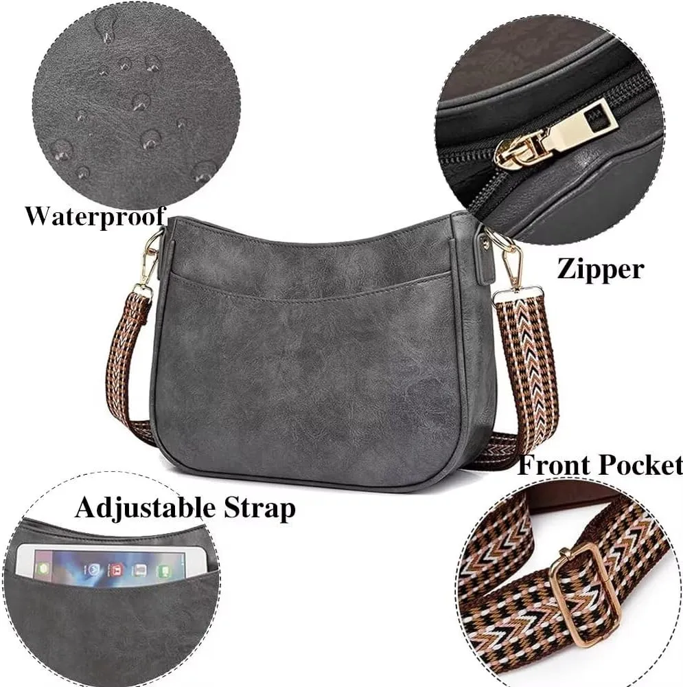 Leather Crossbody Bags for Women - Trendy Hobo Shoulder Purse, Adjustable Strap, Stylish Tote for Work, Travel & Casual Use