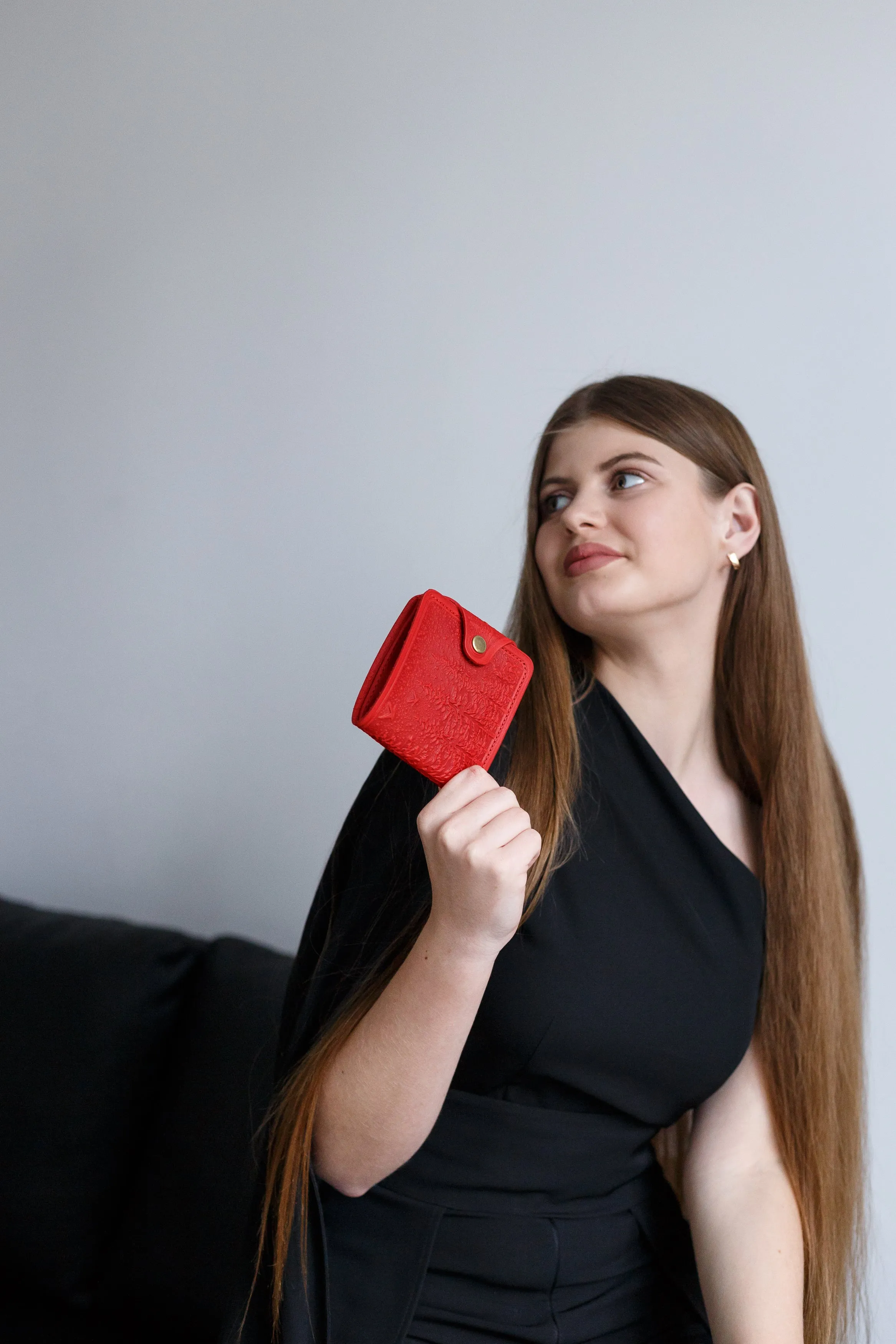 Leather wallet for women personalized,  women leather wallet, Gift,color is red