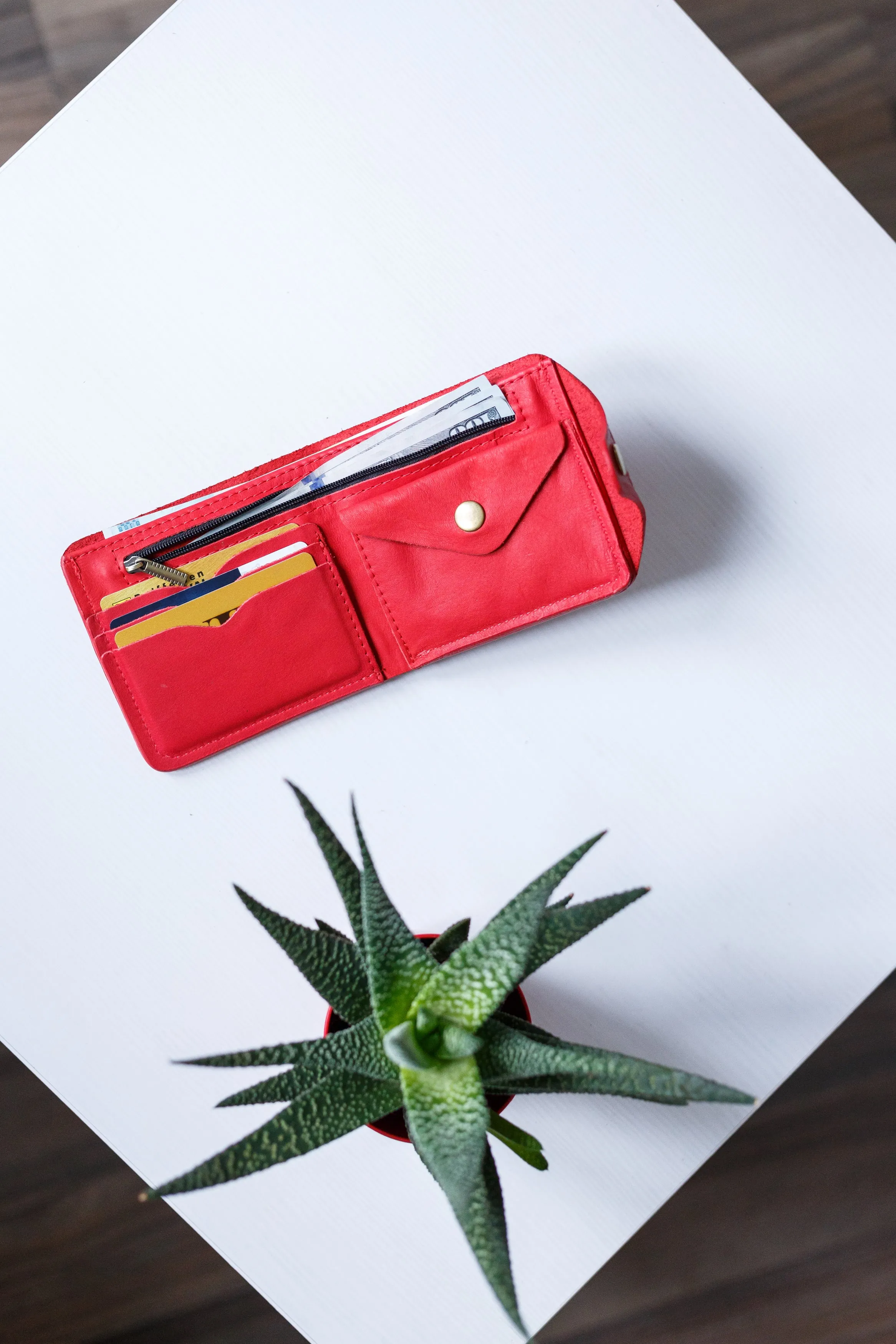 Leather wallet for women personalized,  women leather wallet, Gift,color is red