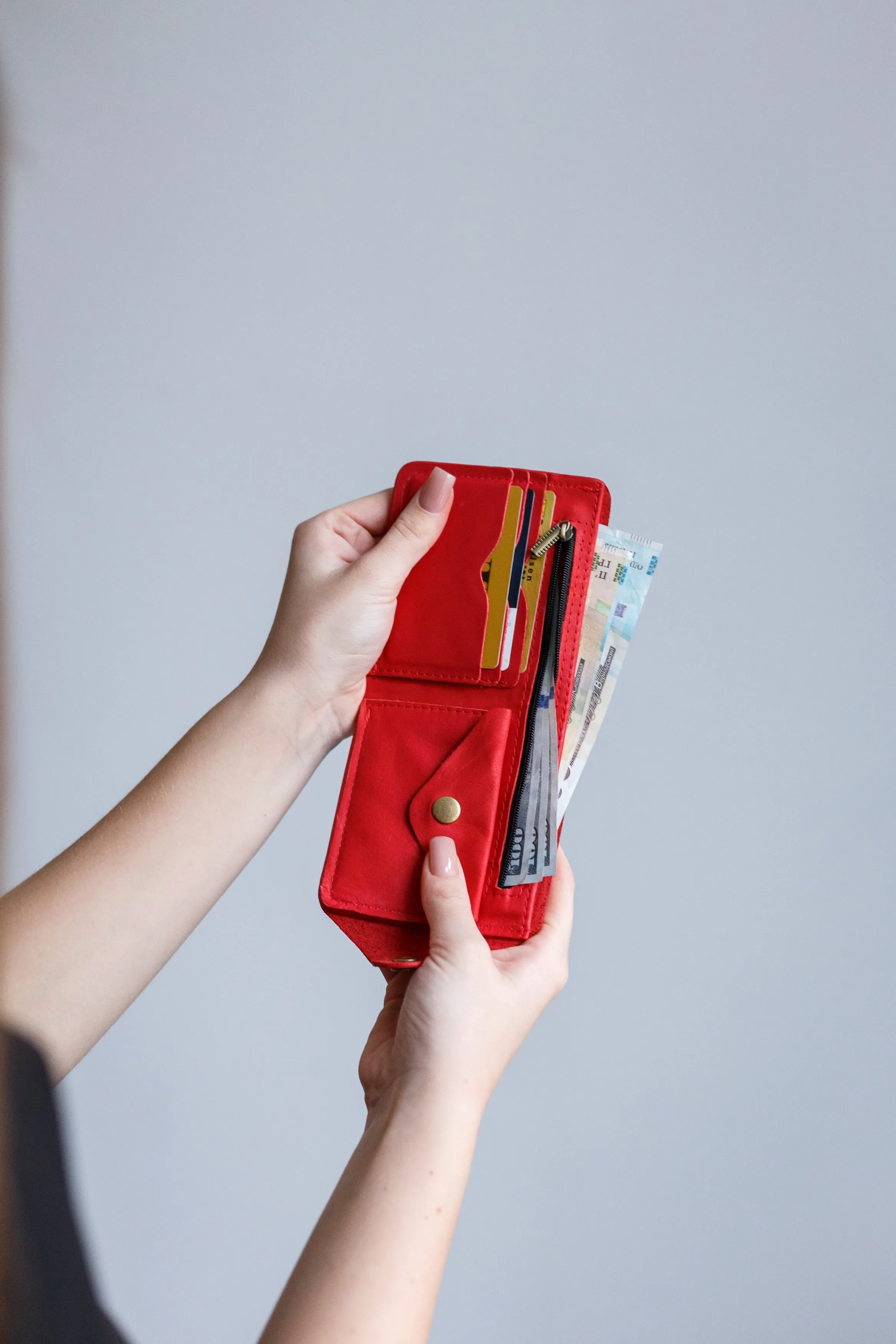 Leather wallet for women personalized,  women leather wallet, Gift,color is red