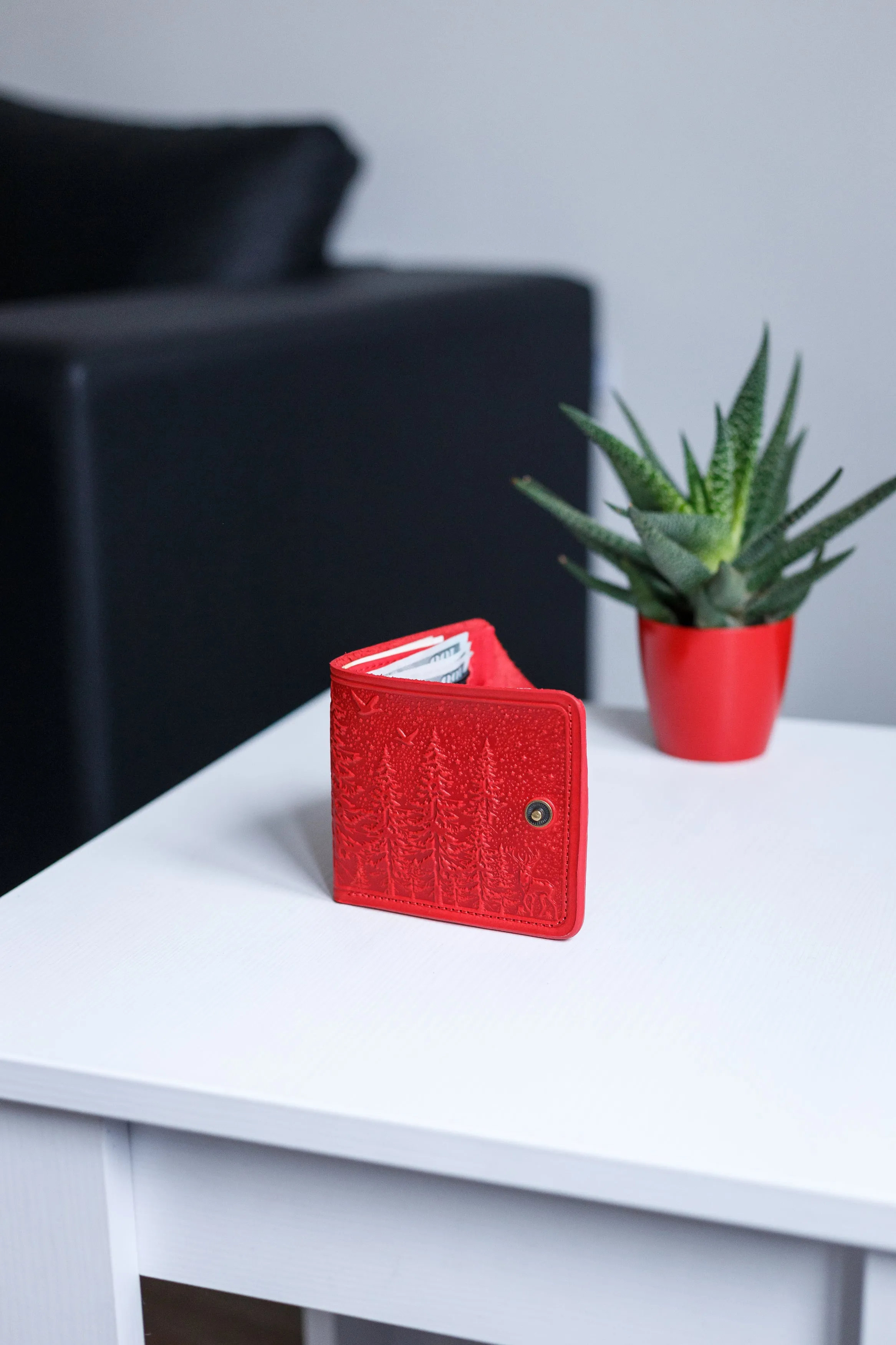 Leather wallet for women personalized,  women leather wallet, Gift,color is red