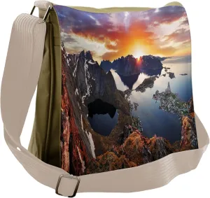 Lunarable Modern Messenger Bag, Aerial View Mountain Creek, Unisex Cross-body