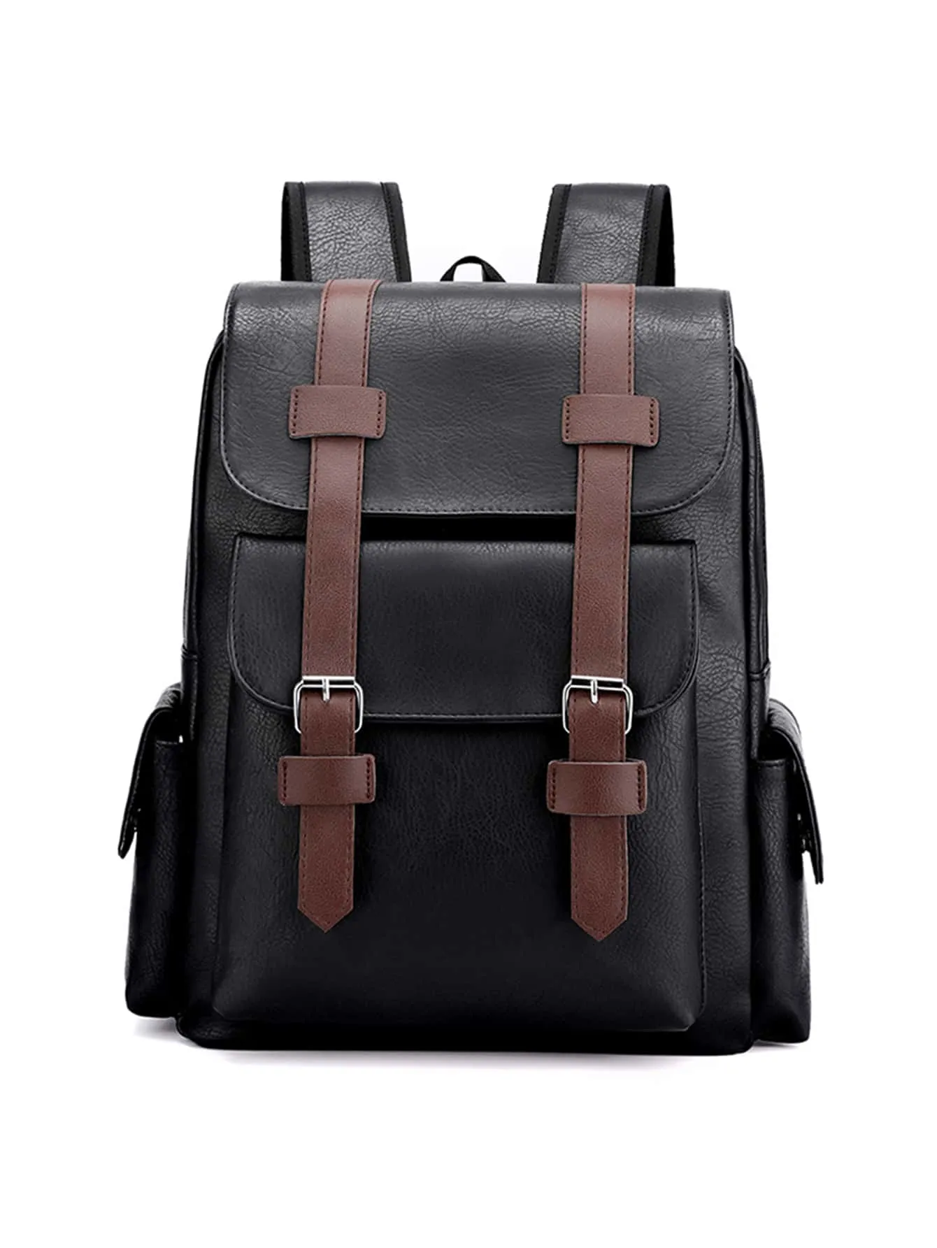 Men Buckle Decor Flap Backpack