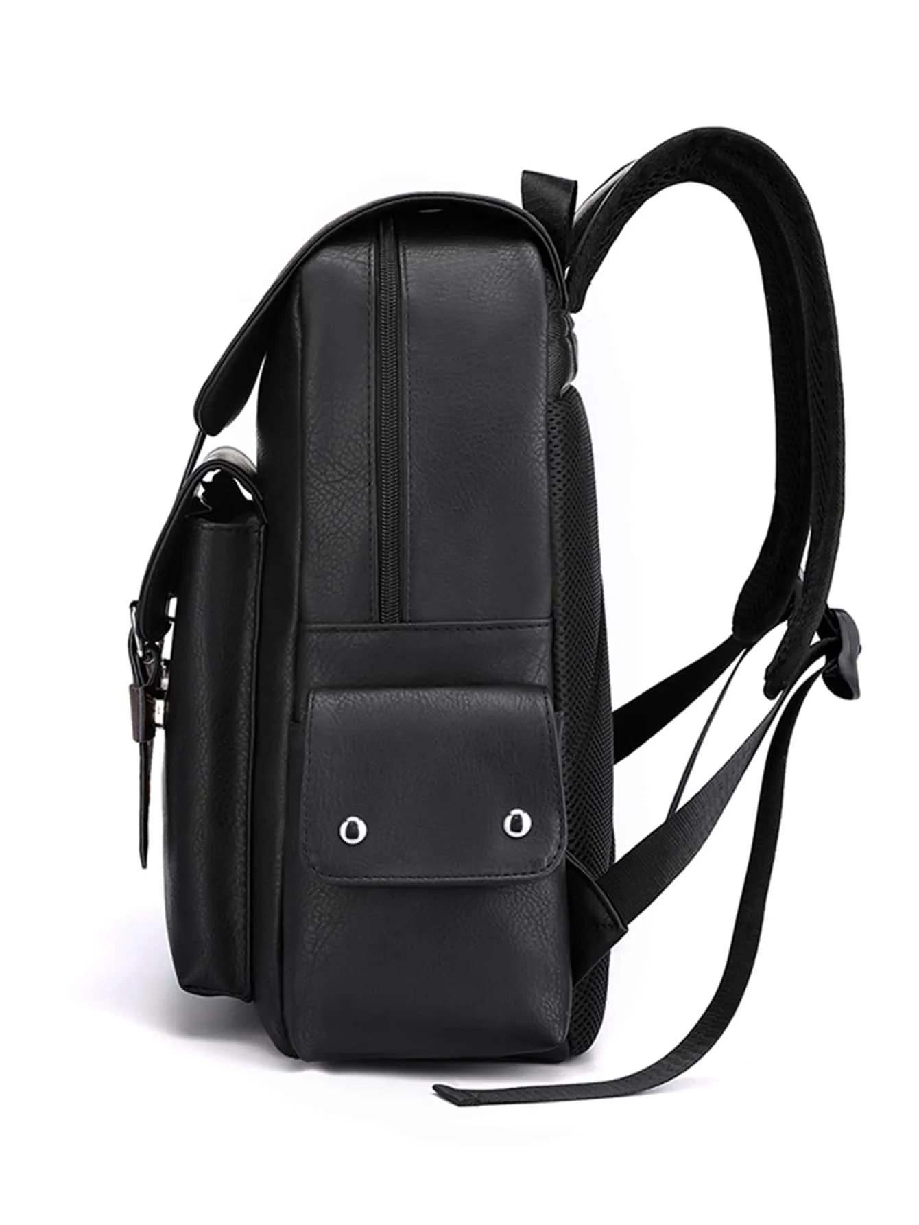 Men Buckle Decor Flap Backpack