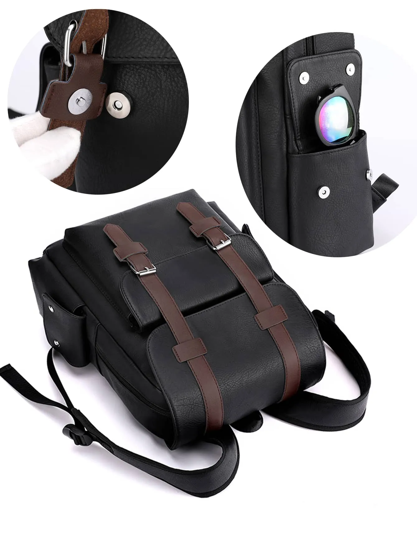 Men Buckle Decor Flap Backpack