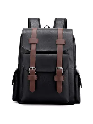 Men Buckle Decor Flap Backpack