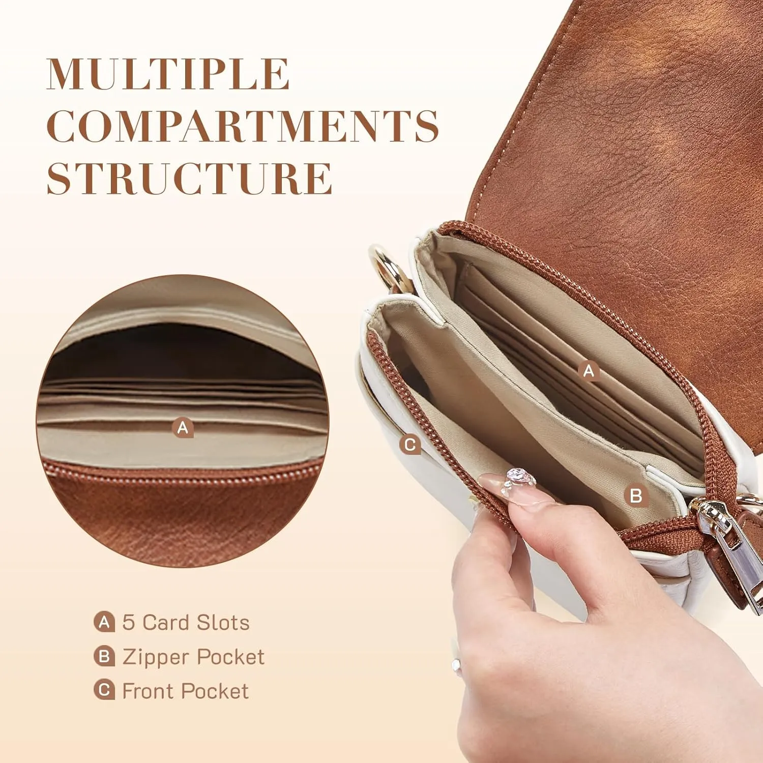 Missnine Small Crossbody Bags for Women Vegan Leather Cell Phone Purses Trendy RFID Wallet Purses with Adjustable Strap