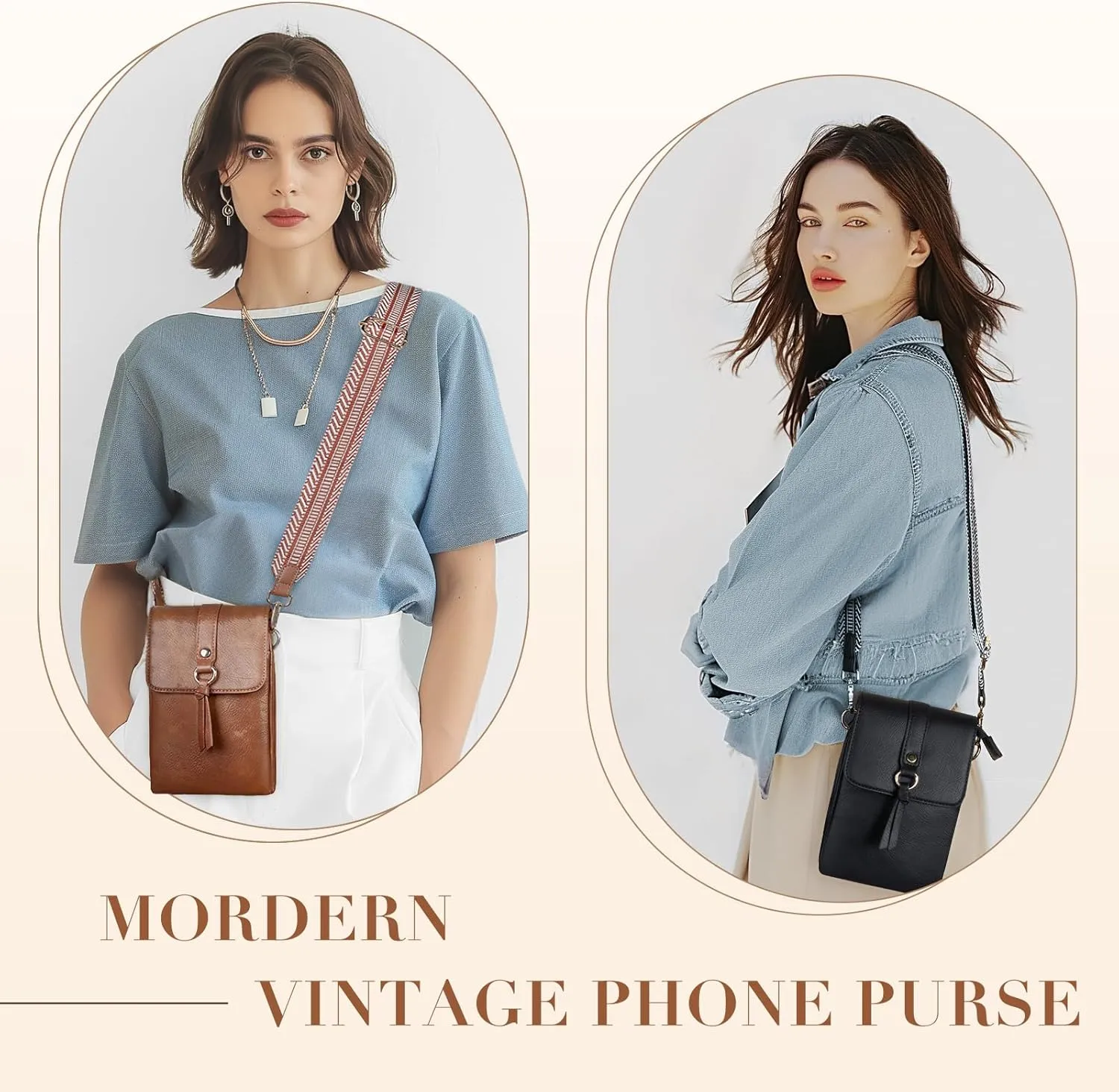 Missnine Small Crossbody Bags for Women Vegan Leather Cell Phone Purses Trendy RFID Wallet Purses with Adjustable Strap
