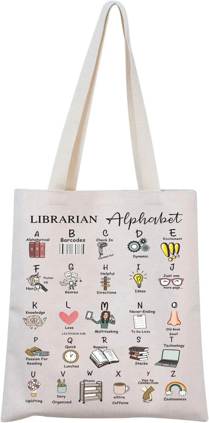 MNIGIU Librarian Tote Bag Librarian Thank You Gift Librarian Works Bag Librarian Book Bag Librarian Retirement Gift