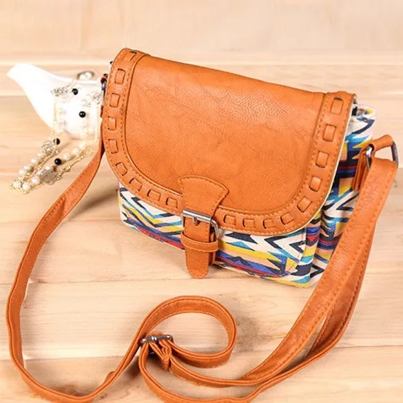 New Fashion Retro Women Canvas Adjustable Strap Geometric Animal Print Small Shoulder Bags Handbag