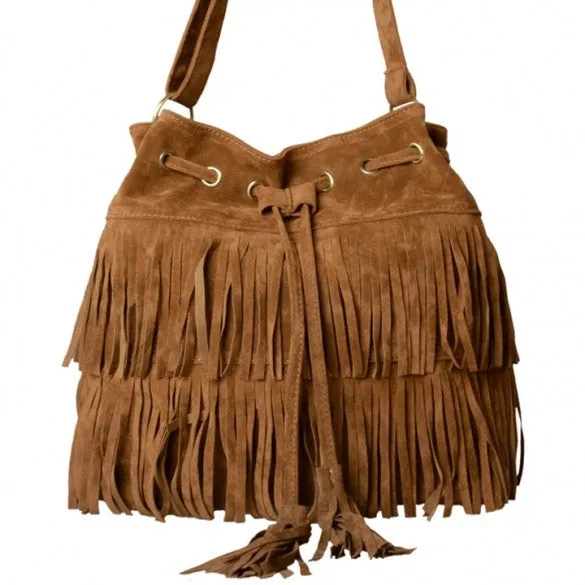 New Fashion Women's Faux Suede Fringe Tassels Cross-body Bag Shoulder Bag Handbags