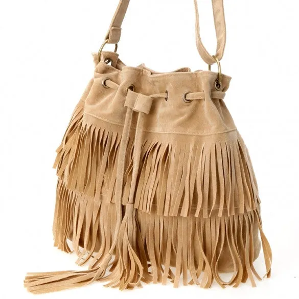 New Fashion Women's Faux Suede Fringe Tassels Cross-body Bag Shoulder Bag Handbags