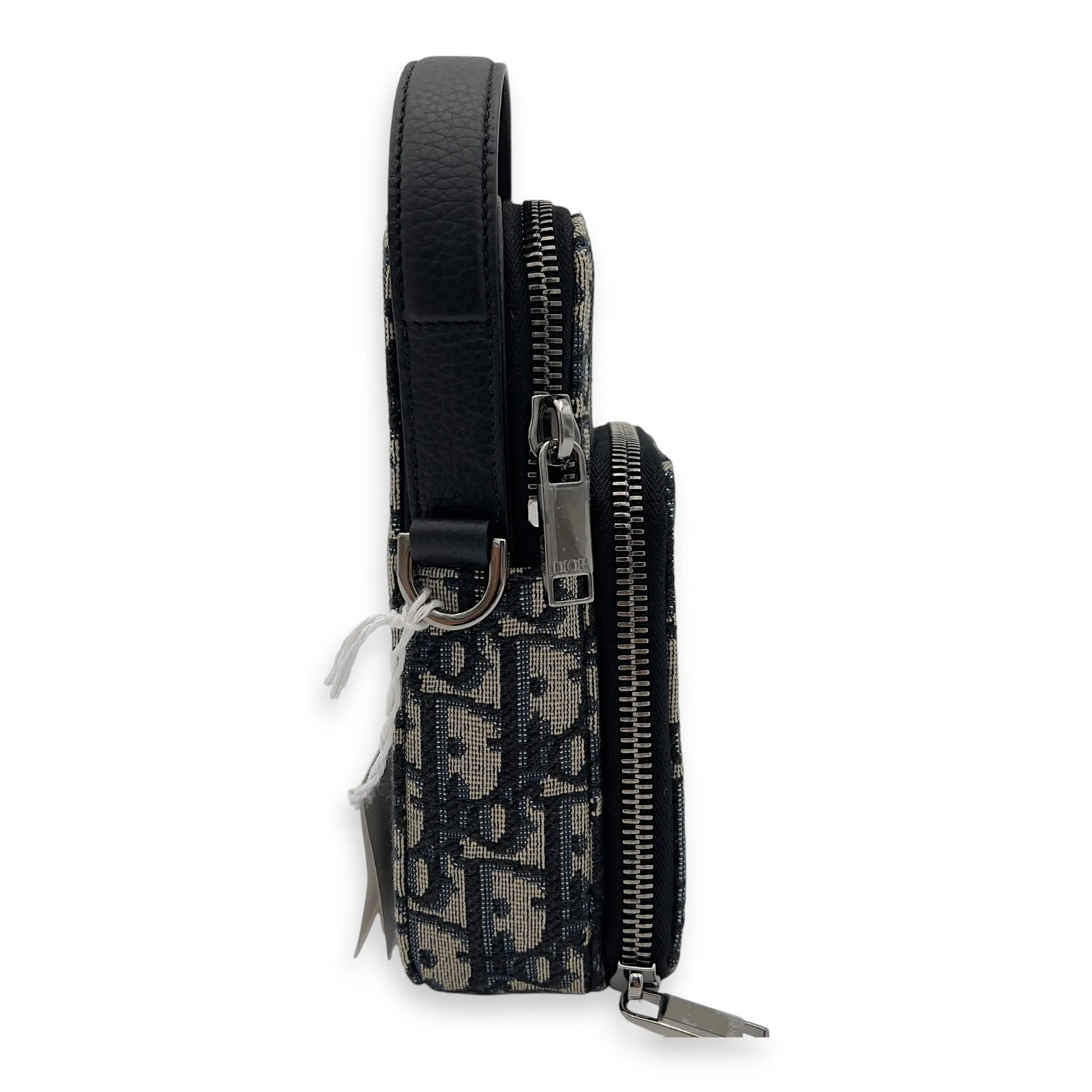 Oblique Crossbody Bag Micro Blue in Canvas, Silver hardware