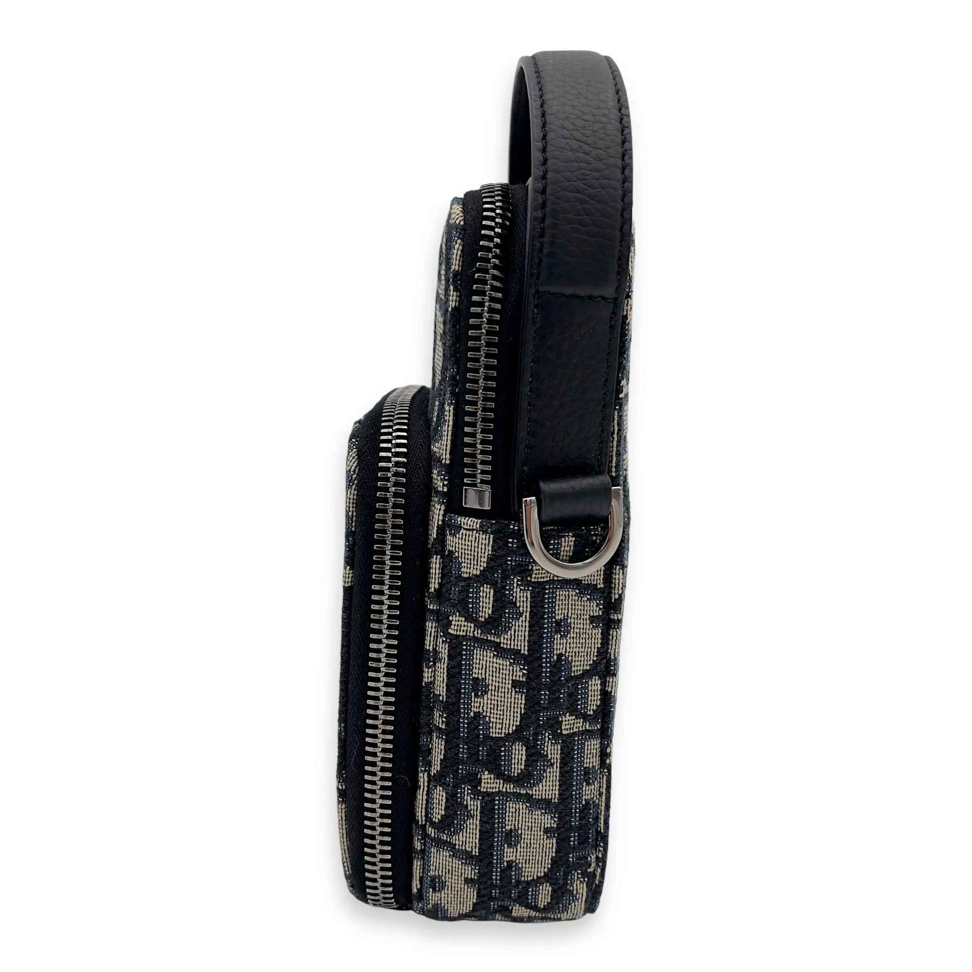 Oblique Crossbody Bag Micro Blue in Canvas, Silver hardware