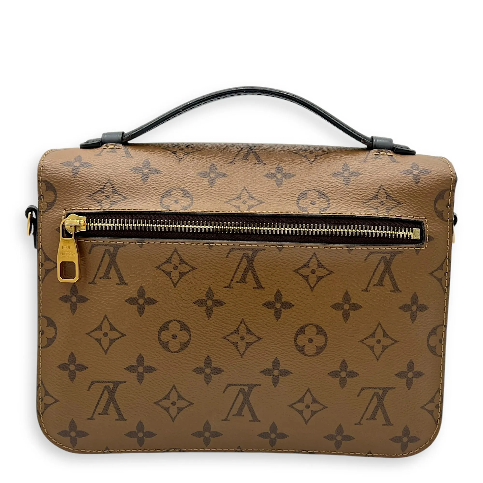 Pochette Metis Crossbody Bag Brown in Monogram Coated Canvas, Gold hardware