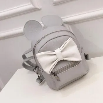 PU leather Cute Animals ears Sweet Bow Wild School Female Mini Bag