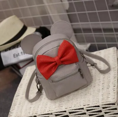 PU leather Cute Animals ears Sweet Bow Wild School Female Mini Bag