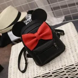PU leather Cute Animals ears Sweet Bow Wild School Female Mini Bag