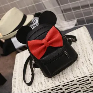 PU leather Cute Animals ears Sweet Bow Wild School Female Mini Bag