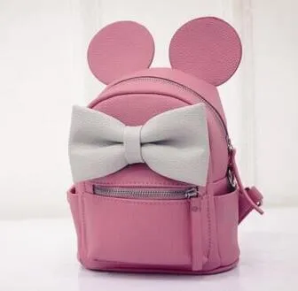 PU leather Cute Animals ears Sweet Bow Wild School Female Mini Bag