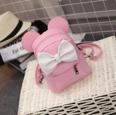 PU leather Cute Animals ears Sweet Bow Wild School Female Mini Bag