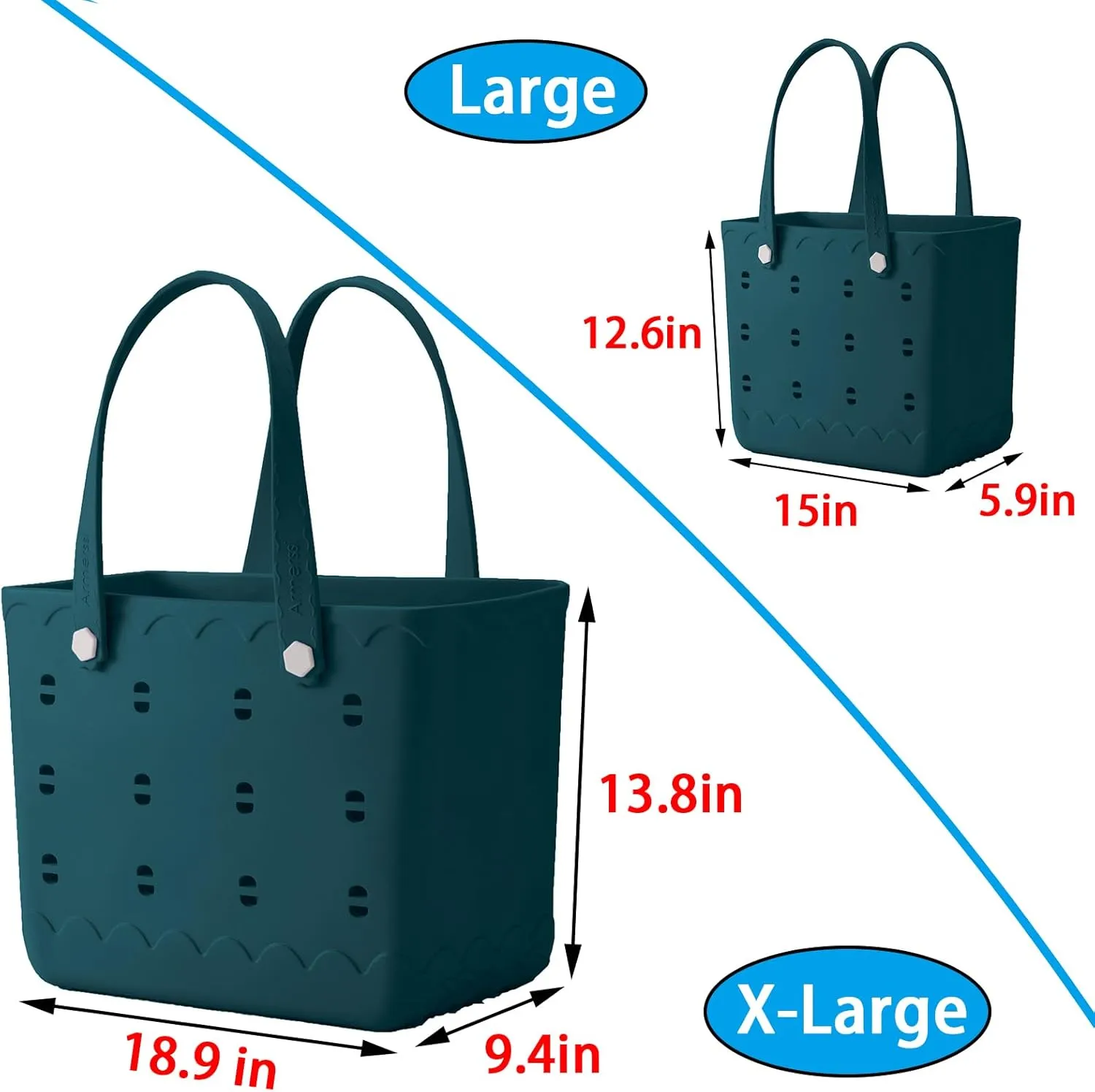 Rubber Beach Bag Waterproof Washable Tip-Proof Durable Tote Bag for Beach Boat Pool and Sports X Large Rubber Tote