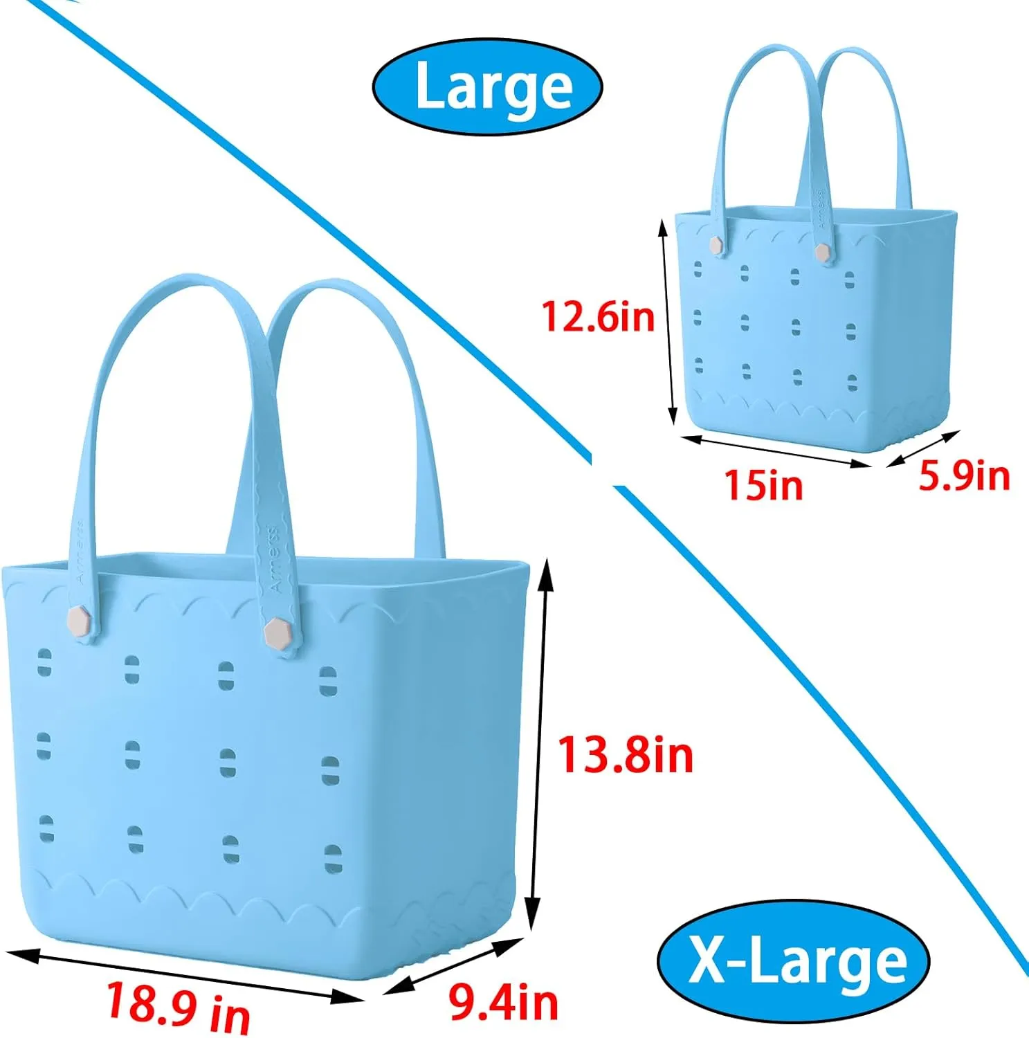 Rubber Beach Bag Waterproof Washable Tip-Proof Durable Tote Bag for Beach Boat Pool and Sports X Large Rubber Tote