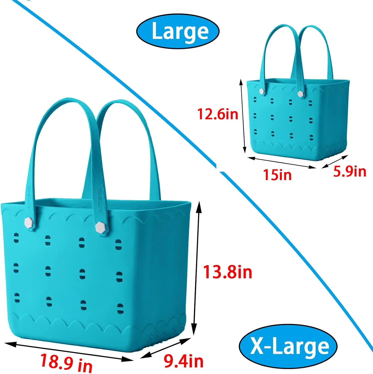 Rubber Beach Bag Waterproof Washable Tip-Proof Durable Tote Bag for Beach Boat Pool and Sports X Large Rubber Tote