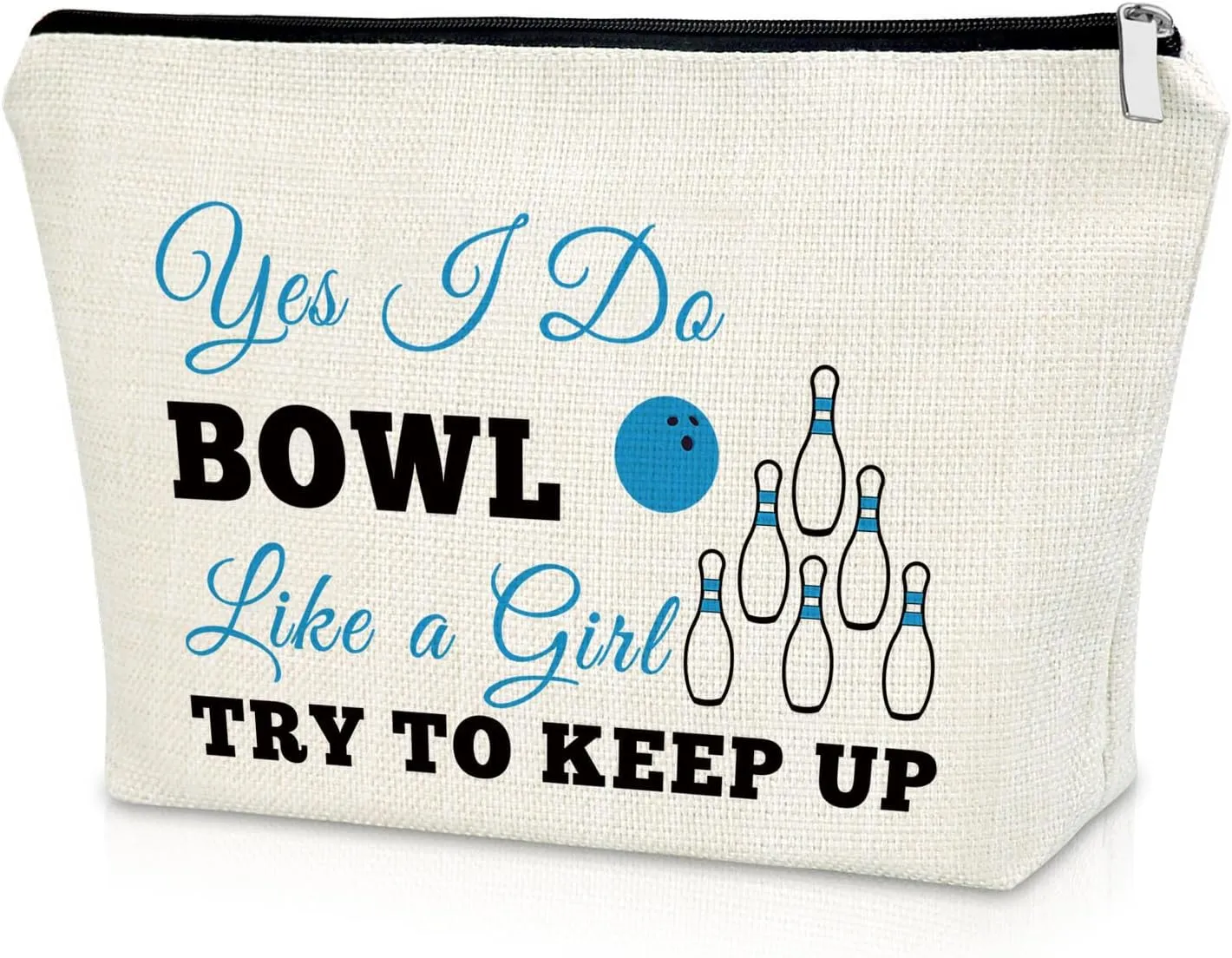 Sazuwu Funny Bowling Cosmetic Bag - Gag Gifts for Bowling Lovers & Fans - Thank You Gifts for Coach, Mom, Player - Birthday & Christmas
