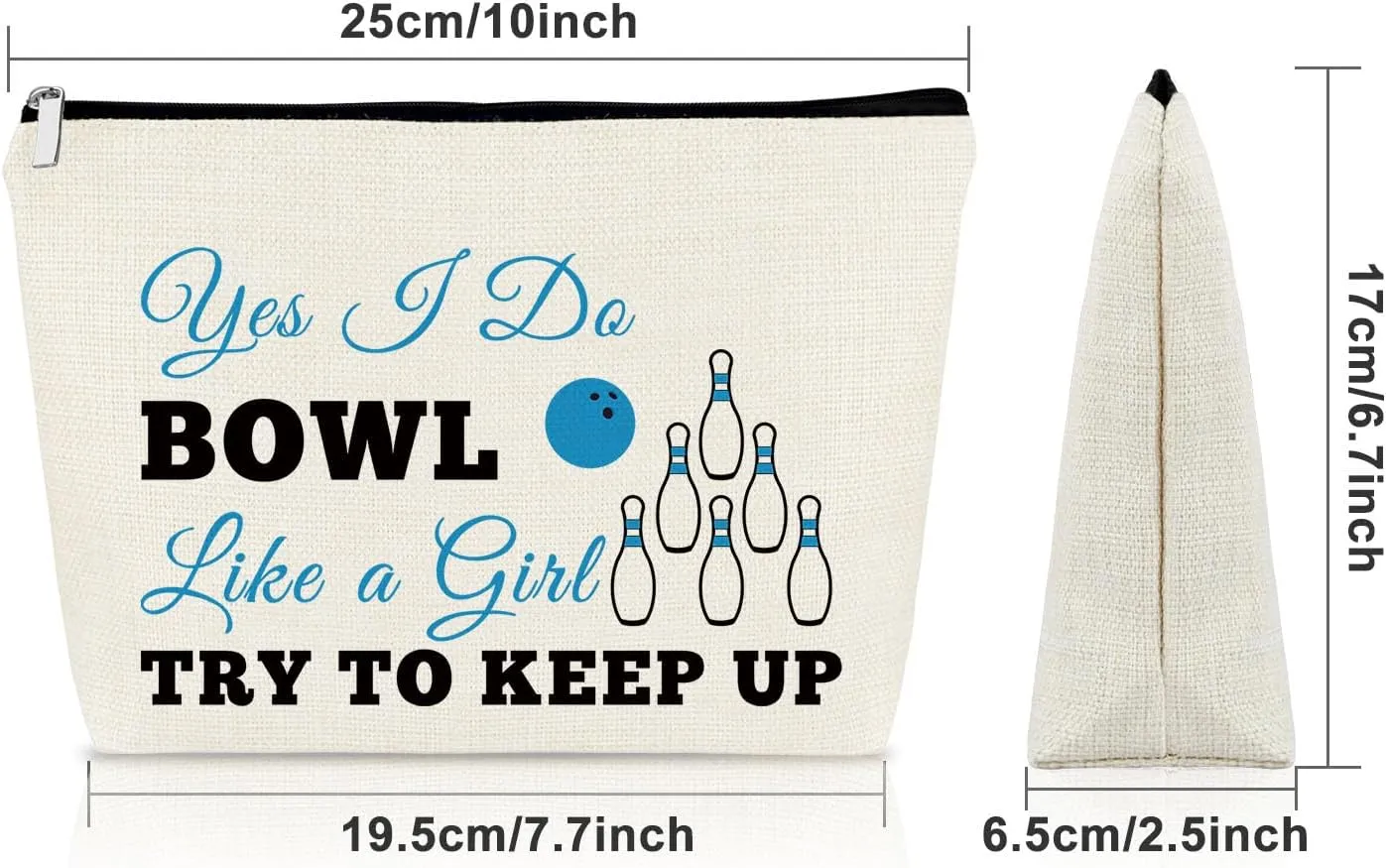 Sazuwu Funny Bowling Cosmetic Bag - Gag Gifts for Bowling Lovers & Fans - Thank You Gifts for Coach, Mom, Player - Birthday & Christmas