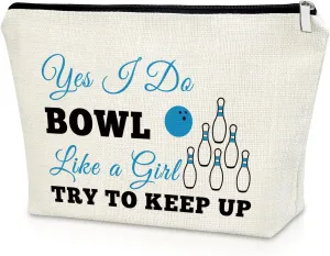Sazuwu Funny Bowling Cosmetic Bag - Gag Gifts for Bowling Lovers & Fans - Thank You Gifts for Coach, Mom, Player - Birthday & Christmas