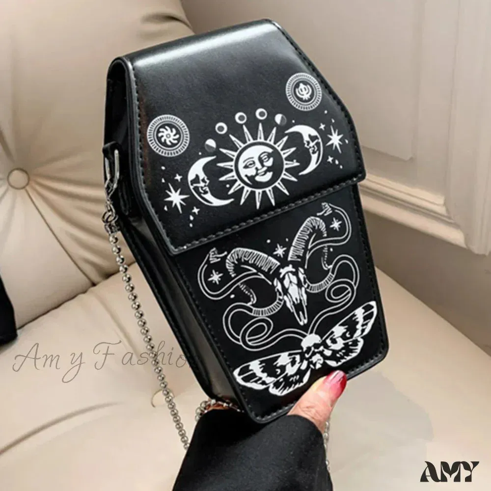Shape PU Cosmetic Coffin Bag Leather Halloween Gothic Funny