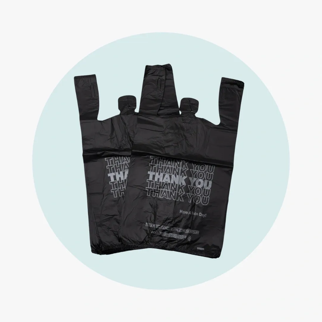 T Shirt Bags Small 13 mic - BLACK