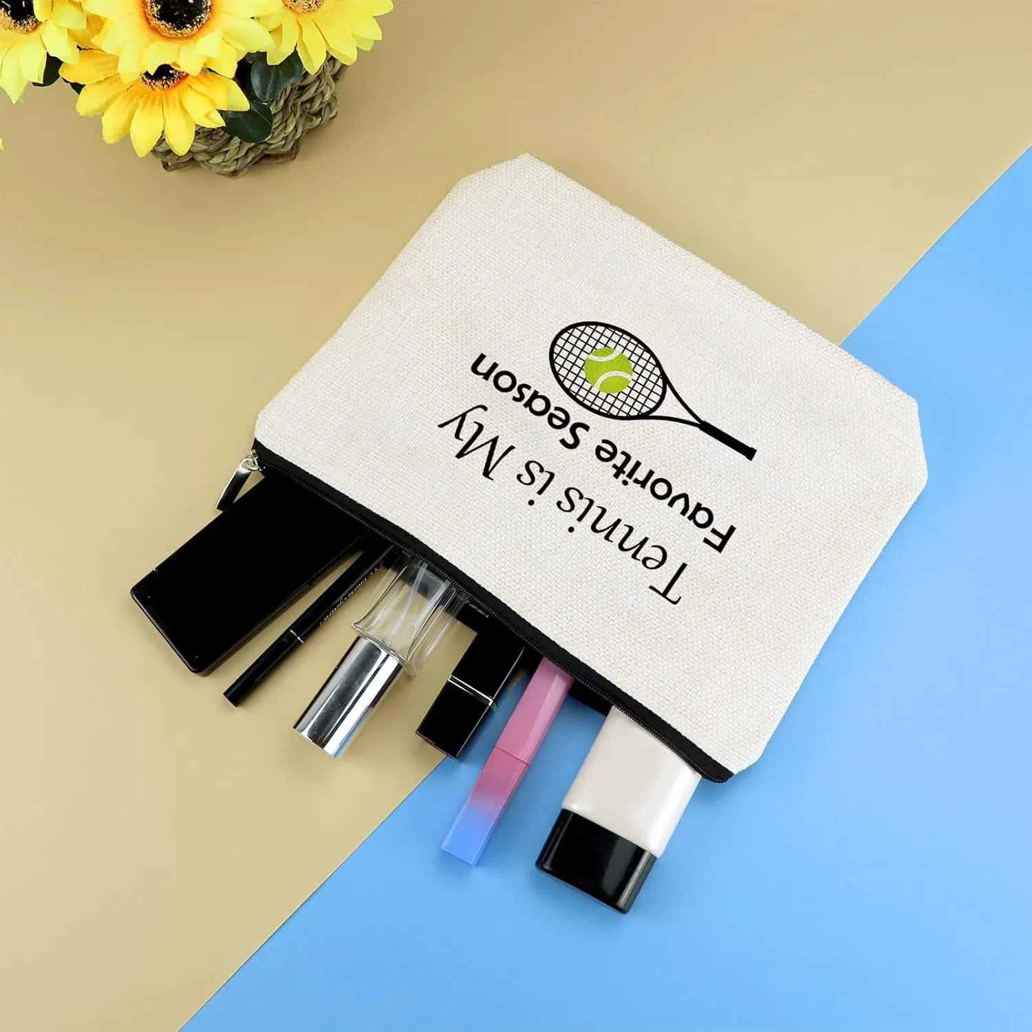 Tennis Lovers Tennis Gifts for Girl Women Makeup Cosmetic Bags Tennis Player Gifts Tennis Girl Gift Tennis Themed Gift Christmas Birthday Graduation Gift for Her Tennis Lovers Friends Travel Pouch