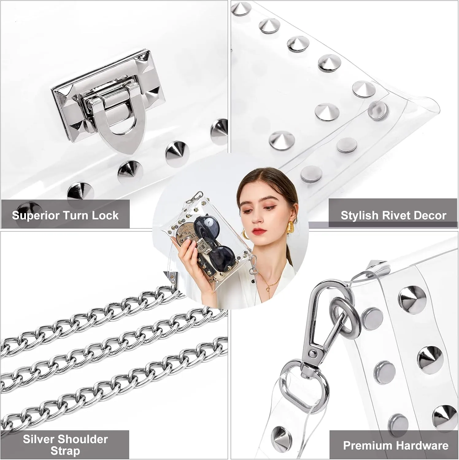 Transparent Clutch Clear Purse Crossbody Shoulder Bags Stadium Approved Bags