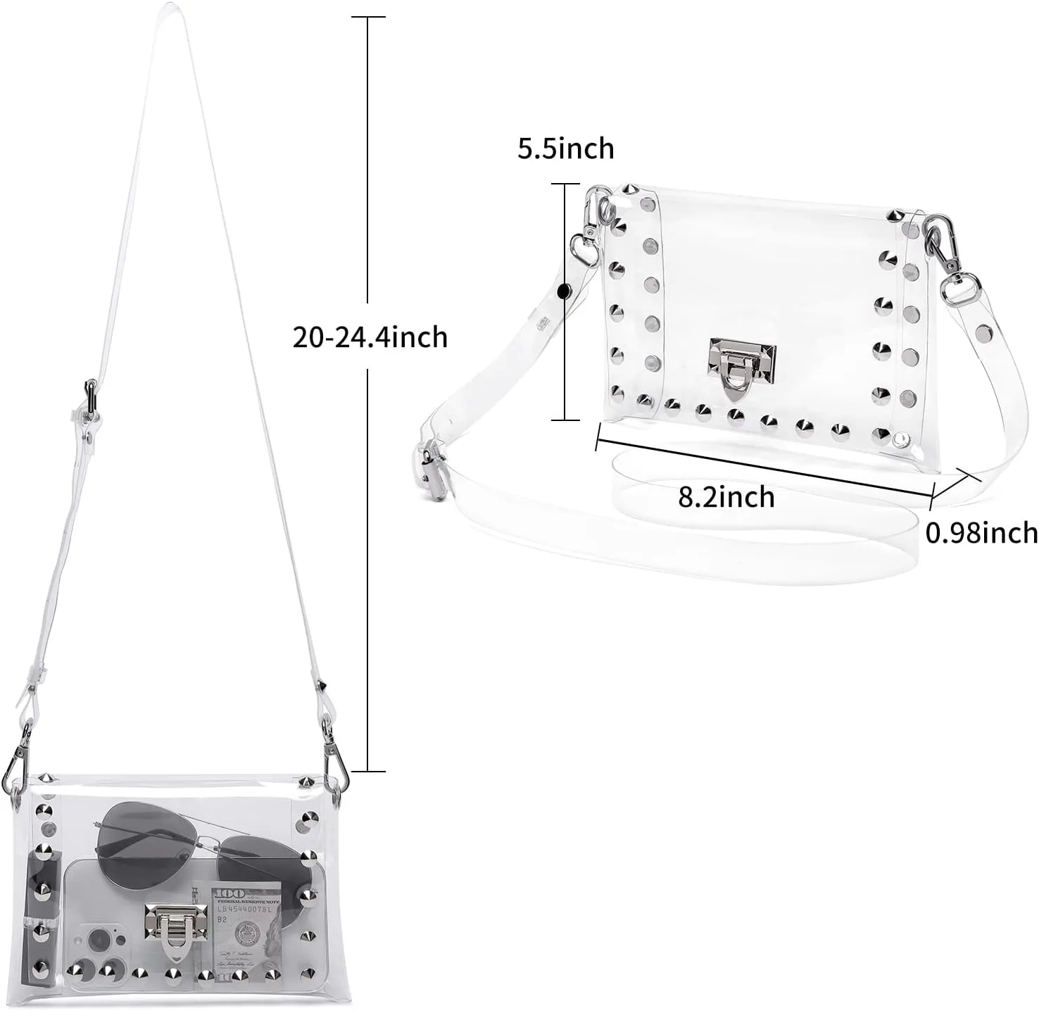 Transparent Clutch Clear Purse Crossbody Shoulder Bags Stadium Approved Bags