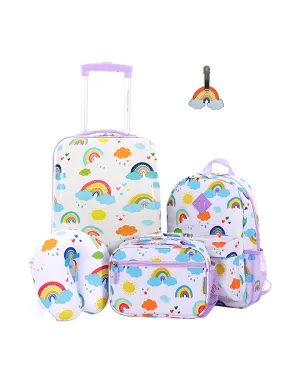 Travelers Club 5 Pieces Kids Luggage Set with 360Â° 4 Wheel Spinner System Rainbow