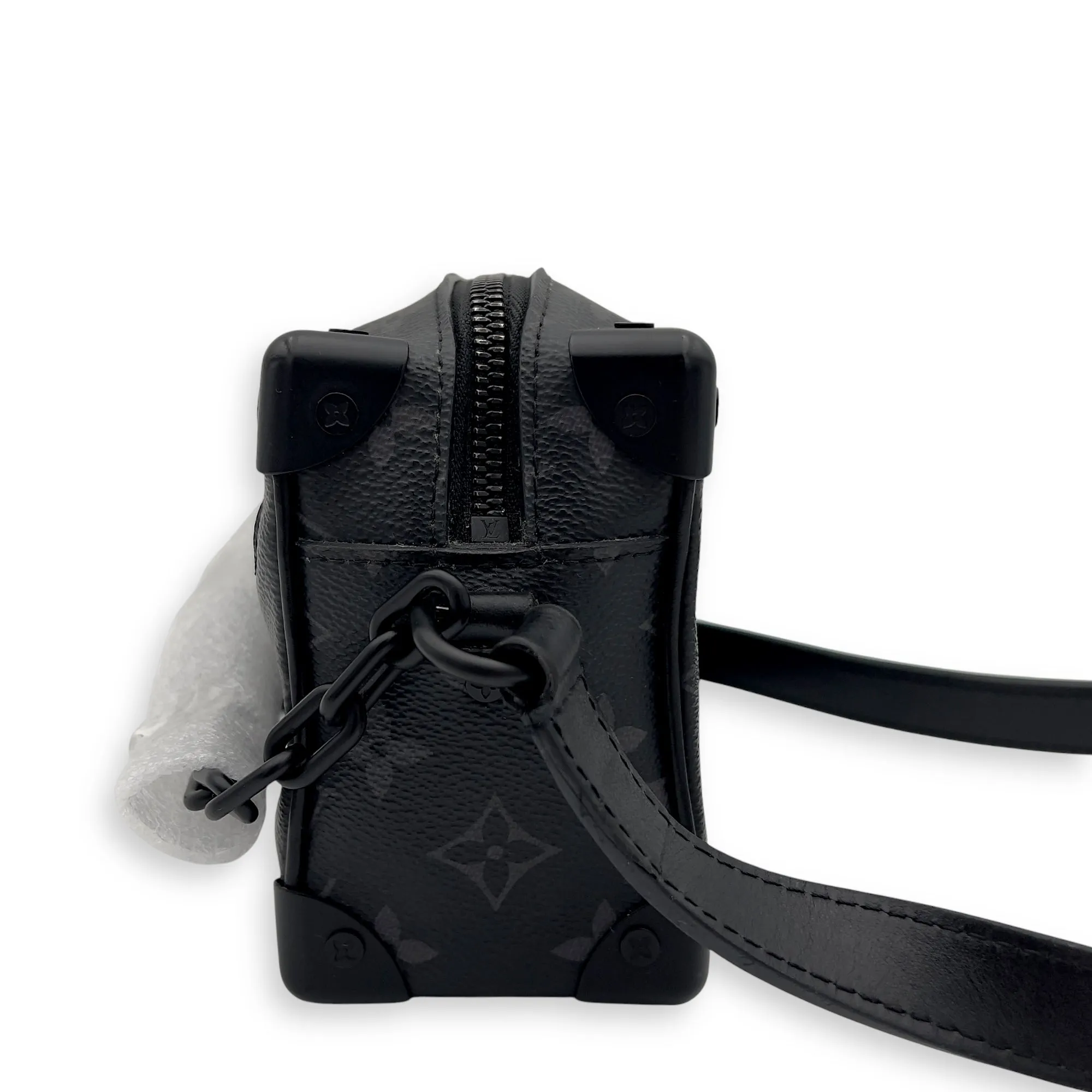 Trunk Crossbody Bag Black in Monogram Coated Canvas, Lacquered Metal hardware