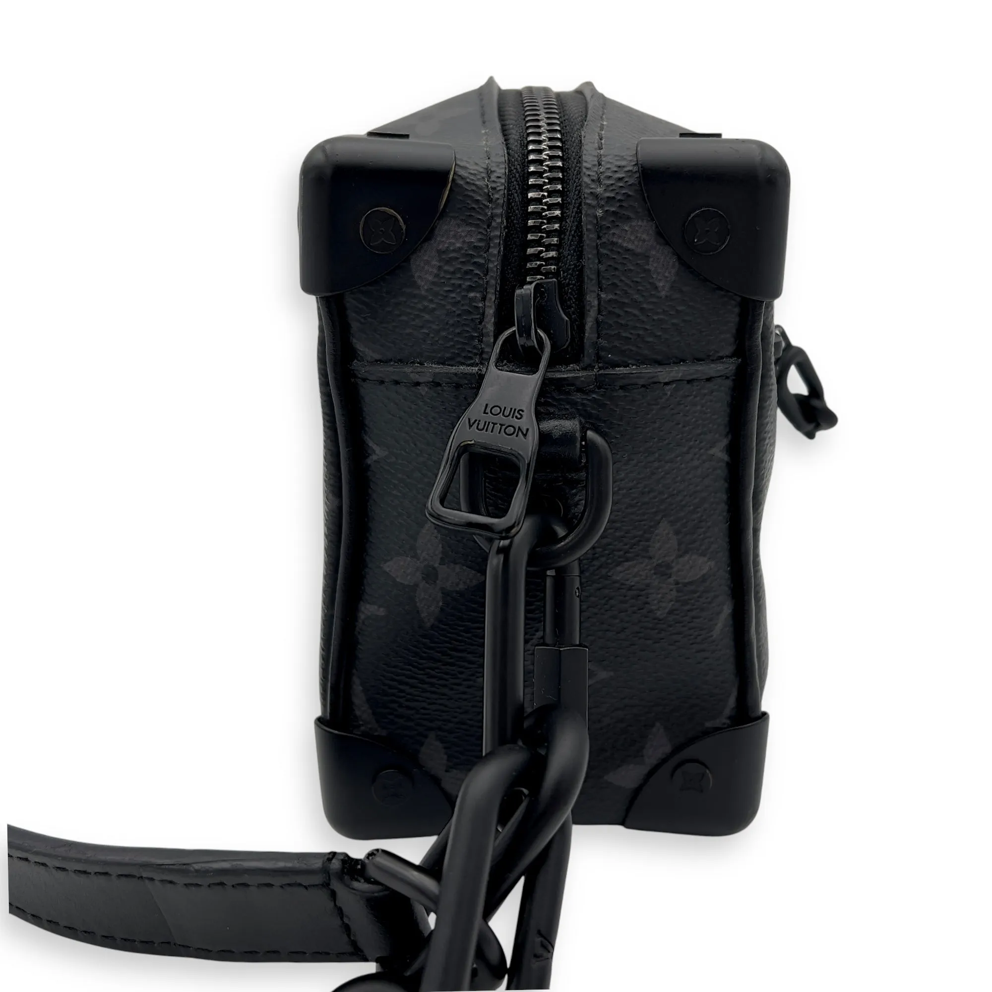 Trunk Crossbody Bag Black in Monogram Coated Canvas, Lacquered Metal hardware