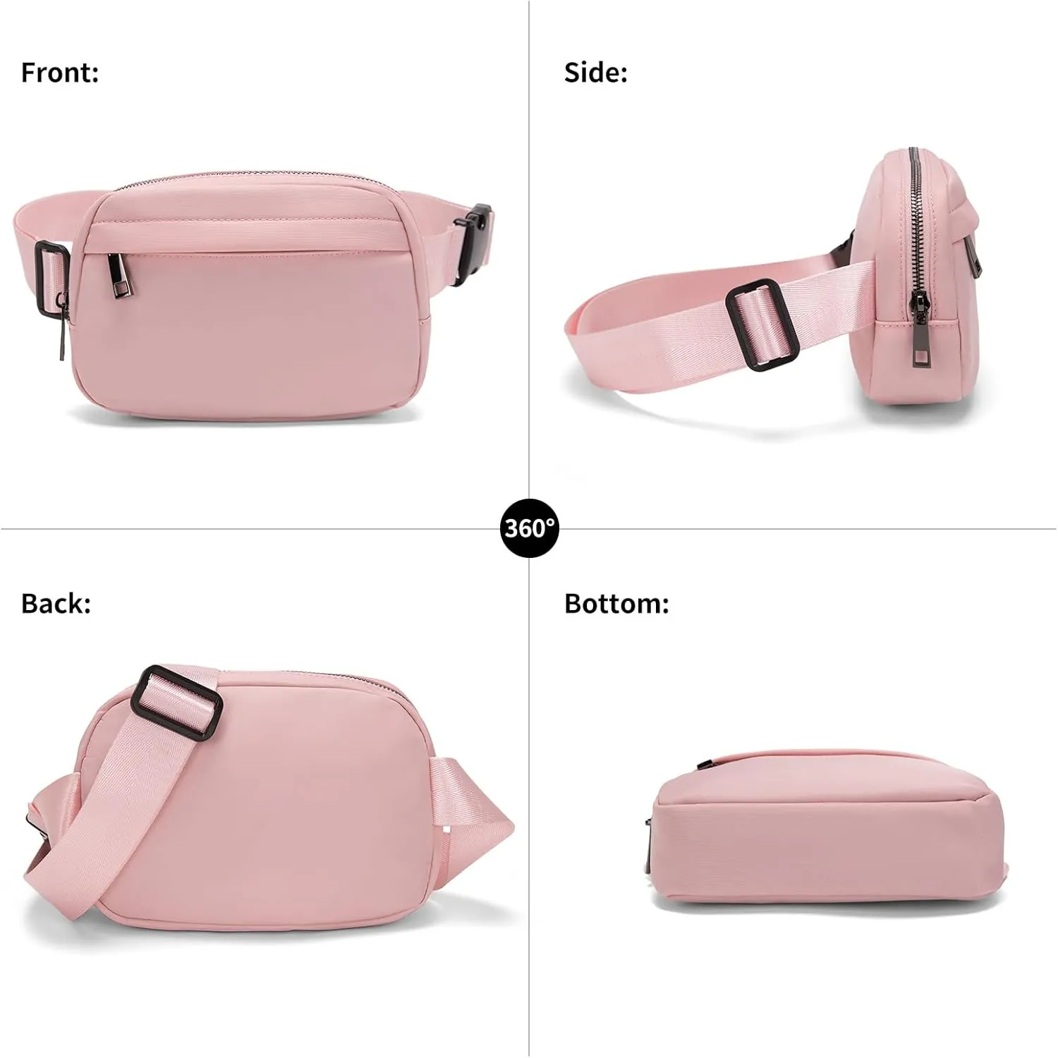 Unisex Belt Bag Fanny pack crossbody bags Everywhere Waist packs with Adjustable Strap (PINK)