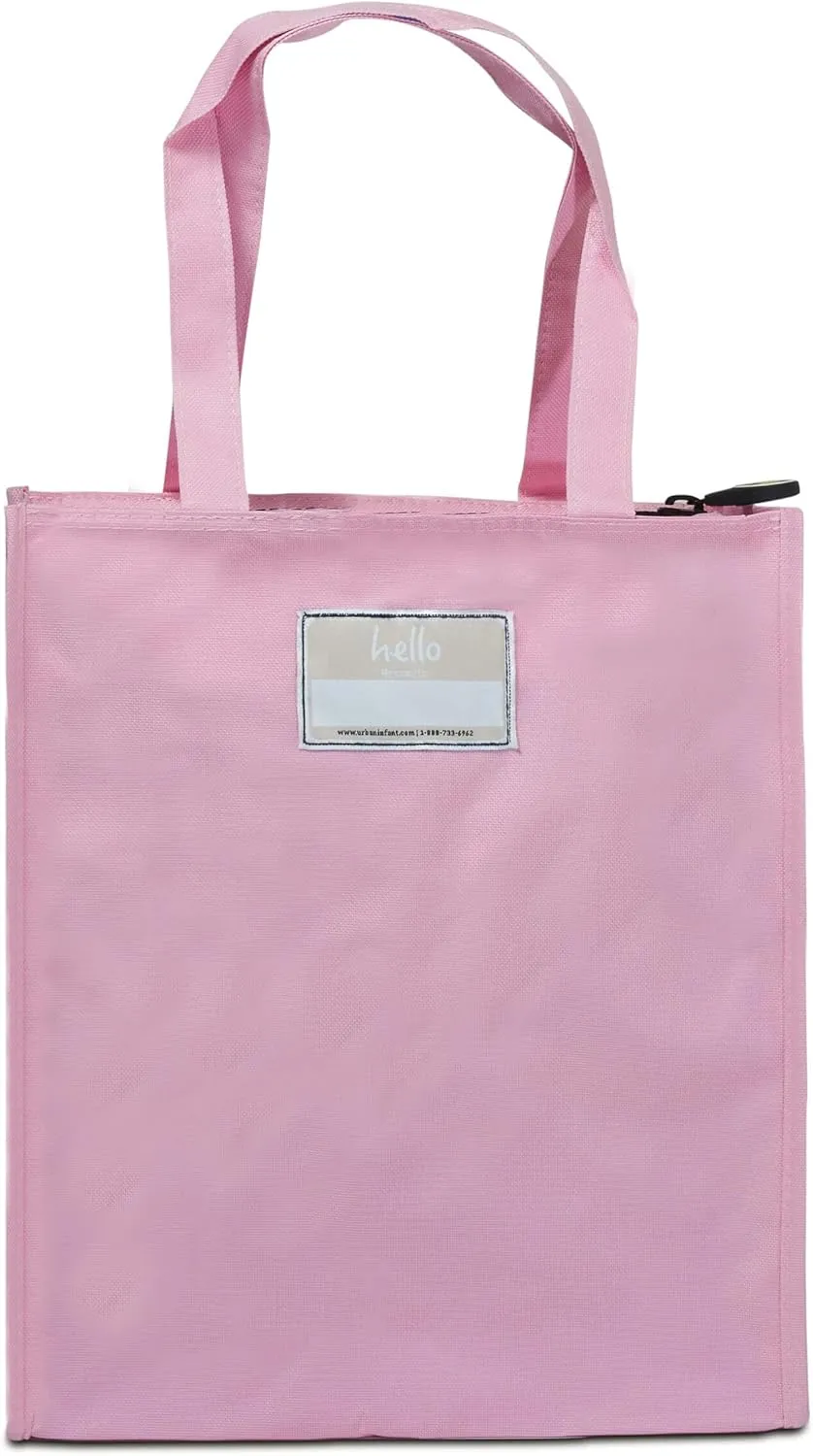 Urban Infant Tote Bag for Kids - Outer Pocket, Name Tag, 2 Mesh Bottle Holders, and Zippered Top